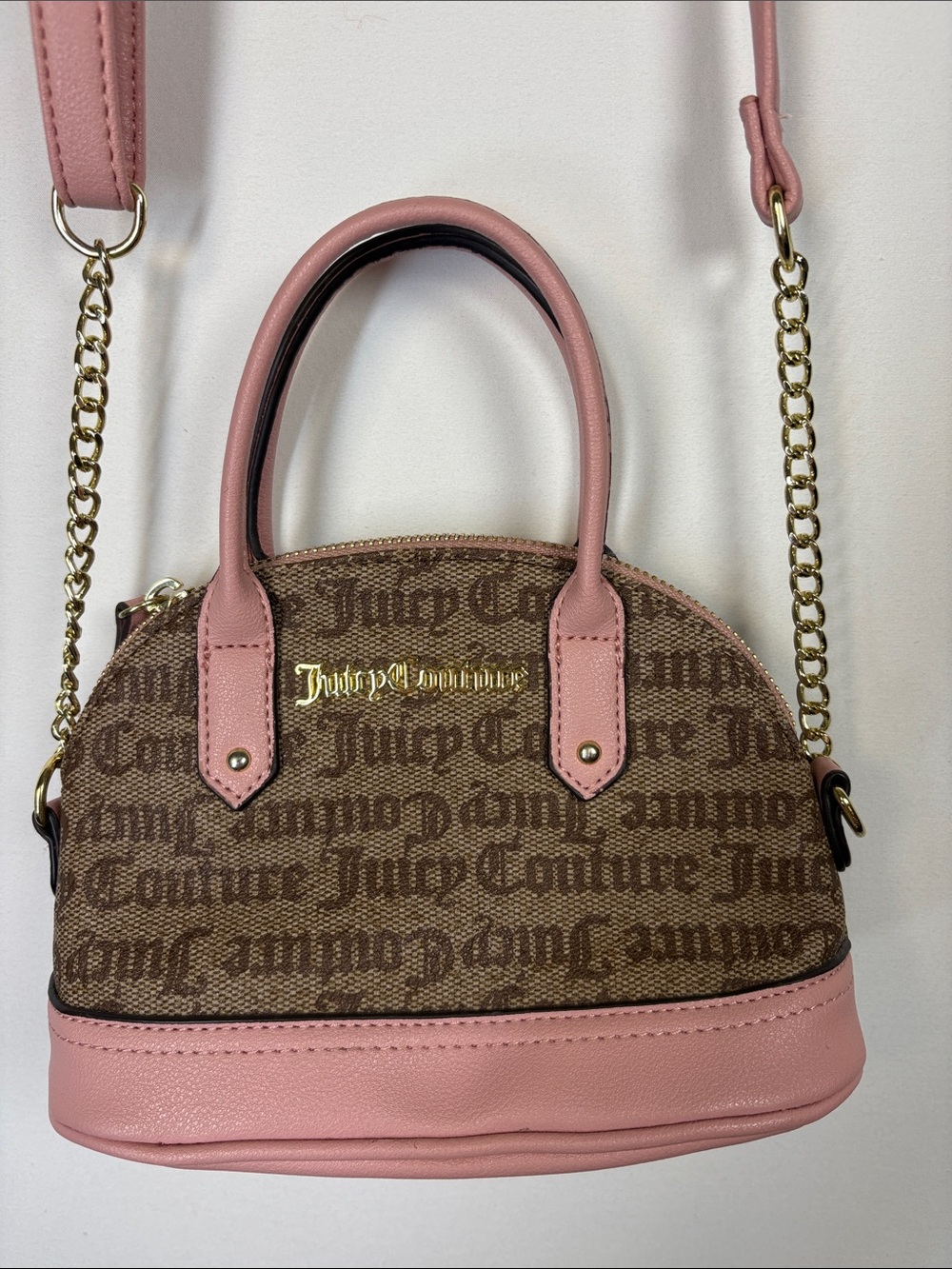 JUICY COUTURE Mini Bowler Monogram Bag Crossbody Handles Y2K Purse
